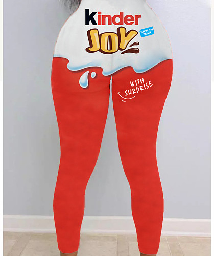 Woman Cute Print Booty Push Up Fitness Mid Waist Leggings SHD-9455