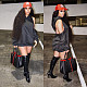 Women's Solid Color Zipper Splicing Two Wear Hoodie Dress LSL-6396