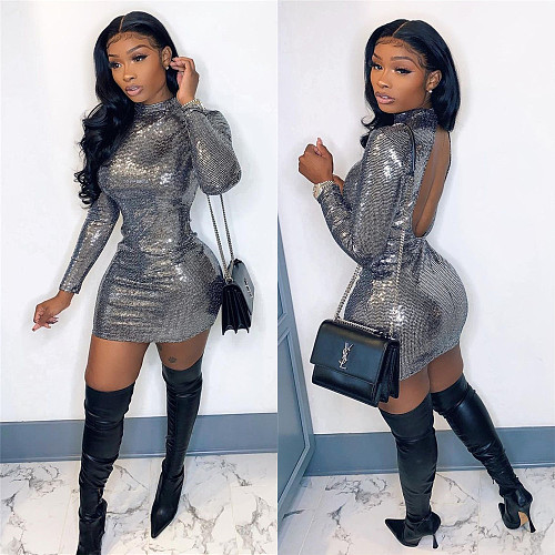 Fashion Eletgant Hot Stamping Long Sleeve Bodycon Dress LSL-6404