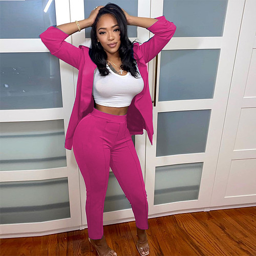 Women Long Sleeve Cardigan Blazer Pencil Pant Office OL Suits ABL-6638