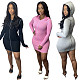 Autumn Women Solid Long Sleeve Slim Bodycon Hooded Dress WY-6717