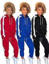 Women Side Stripe Hoodie Sweatshirt Top Pants Sports Jogging Suit WSM-5120