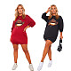 Autumn Patterned Long Sleeves Loose-fitting Sweatshirt Dress DY-6632