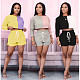 Women Stitching Color Crop Top Lace-up Shorts Skinny Outfits DY-6620