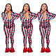 Lips Print Button Up Long Sleeve Sleepwear Fitness jumpsuit SHD-9460