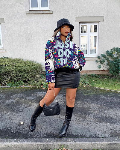 Print Winter Long Sleeve Thick Warm Parka Down Bubble Coat NIK-194