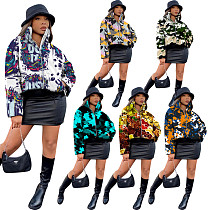 Print Winter Long Sleeve Thick Warm Parka Down Bubble Coat NIK-194