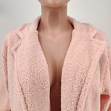 Winter Plush Long Sleeves Lapel Loose-fitting Cardigan Coat WSM-5213