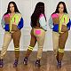 Color Block Splicing Long Sleeve Zipper Jacket Pants Tracksuit LSL-6407