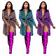 Winter Long Sleeve Lapel Leopard Grain 3 Color Long Outwear MOF-5175