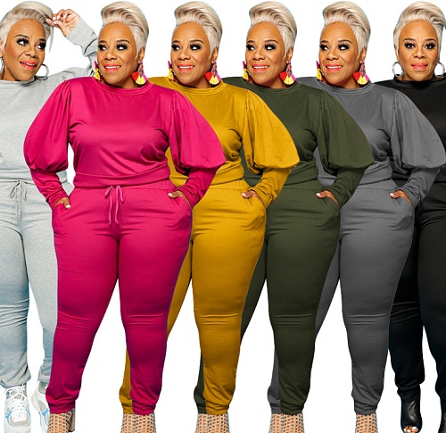 Lantern Long Sleeve Sweatshirt Jogger Pant Two Piece Outfit OSS-21022