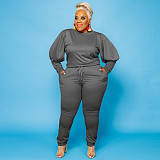 Lantern Long Sleeve Sweatshirt Jogger Pant Two Piece Outfit OSS-21022