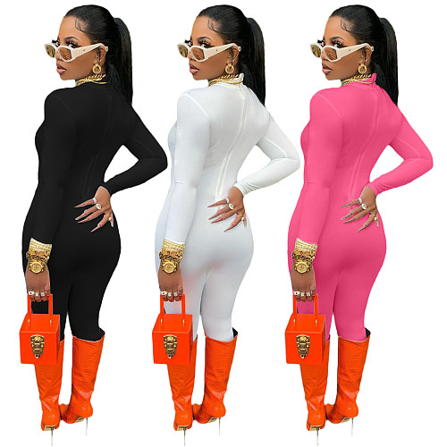 Autumn Sexy Solid Long Sleeve Bodycon Sport Jumpsuit NIYA-8031