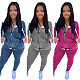 Women Long Sleeve Zipper Hoodie Jacket Legging Slim Outfit DY-6634