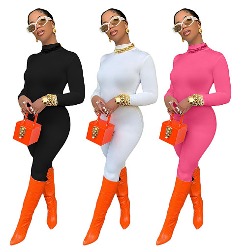 Autumn Sexy Solid Long Sleeve Bodycon Sport Jumpsuit NIYA-8031