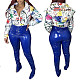Winter Graffiti Print Long Sleeve Hooded Cotton-padded Jacket OSM-4558