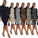 Sexy Leopard Print Round Neck Long Sleeve Slim Waist Dress WY-6680