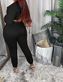 Winter Solid Long Sleeve Crop Top Pants Sportwear Matching Set WSM-5211