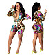 Sexy Leopard Print Long Sleeve Hollowed-out Band Romper ML-7409