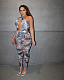 Dollar Printing Sleveless Bodysuit Top Pants 2Piece Matching Sets DAI-8312