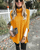 Winter Solid Color Sleeveless Loose-fitting Turtleneck Sweater FSX-252