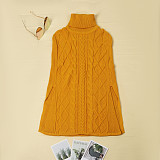 Winter Solid Color Sleeveless Loose-fitting Turtleneck Sweater FSX-252