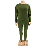 Lantern Long Sleeve Sweatshirt Jogger Pant Two Piece Outfit OSS-21022