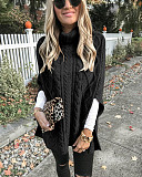 Winter Solid Color Sleeveless Loose-fitting Turtleneck Sweater FSX-252