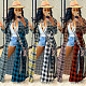 Vintage Plaid Patchwork Long Sleeve Soft Shirts Long Coat GLS-8082