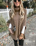 Winter Solid Color Sleeveless Loose-fitting Turtleneck Sweater FSX-252
