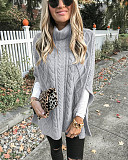 Winter Solid Color Sleeveless Loose-fitting Turtleneck Sweater FSX-252