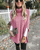 Winter Solid Color Sleeveless Loose-fitting Turtleneck Sweater FSX-252