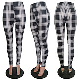 Women Grid Print High Waist Push Up Fitness Leggins HMS-5399