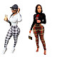 Women Grid Print High Waist Push Up Fitness Leggins HMS-5399