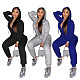 Casual Solid-color Long Sleeve Hooded Zipper Jumpsuit MEM-8319