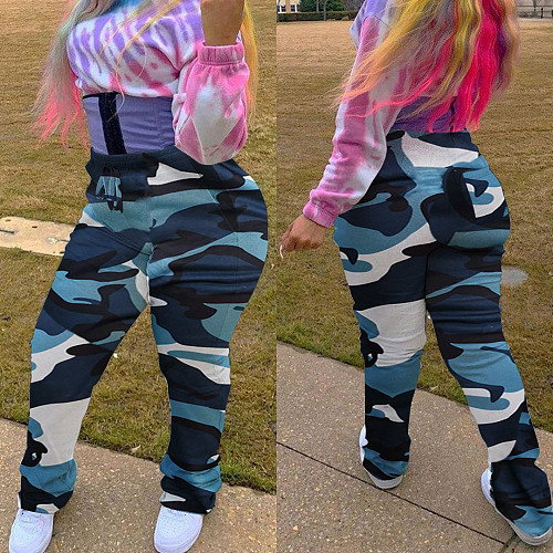 Casual Camouflage Bandage Full Length Streetwear Cargo Pants MTY-6357