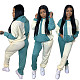 Contrasting Colors Long Sleeve Oversized Hoodie Pants 2 Pieces BER-8052