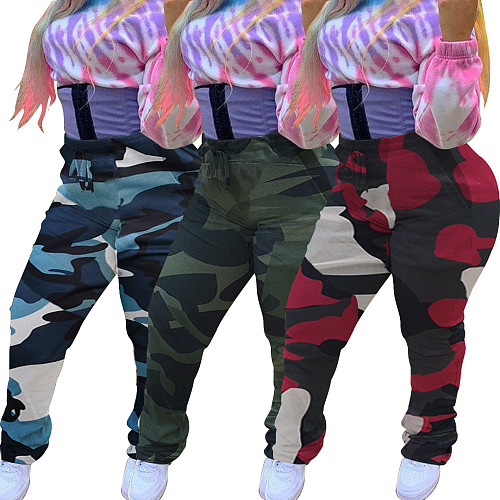 Casual Camouflage Bandage Full Length Streetwear Cargo Pants MTY-6357