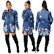 Autumn Plus size Ripped Long Sleeve Slim-fit Denim Coat LX-6046