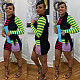 Women's Matching Striped Long Sleeve Skinny Mini Dress GLS-8111