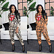 Leopard Tongue Lips Print Long Sleeve Top Pants Two-Piece Suit WA-7133
