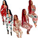 Christmas Print Sexy Long Sleeve Button Up Sleepwear Jumpsuit CHY-1308