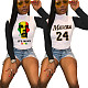 Versatile Letter Print Half Turtleneck Long Sleeve Skinny T-shirt HMS-5421
