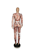 Christmas Print Sexy Long Sleeve Button Up Sleepwear Jumpsuit CHY-1308