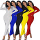 Autumn Long Sleeve Solid Bodycon High-waist Party Wrap Dresses AIL-147