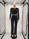 Solid-color Long Sleeve T-shirt Wide-leg Pants Two-piece Set WSM-5210