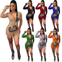 Sexy Contrast Stitch Rib Knit V Neck Long Sleeve Bodycon Dresses NIK-198 Sexy Contrast Stitch Rib Knit V Neck Long Sleeve Bodycon Dresses NIK-198