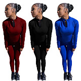 Winter Solid-color Long-sleeved T-shirt Leggings Sport Suit NIYA-8037