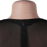 Sexy Mesh Splicing Long Sleeve Back Skinny Zipper Jumpsuit FSX-258