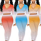 Gradient Long-sleeved Button-down Crop Top Leggings Outfit DY-6639